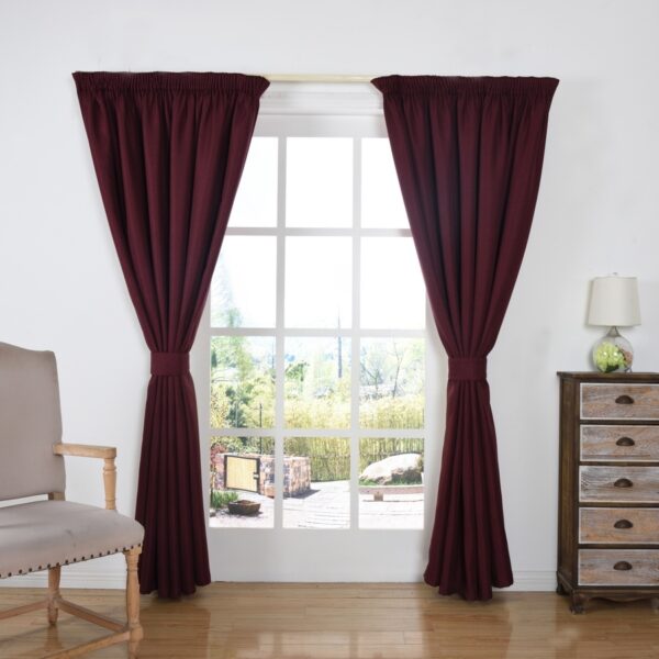 Franklin Burgundy - Thermal Selflined Curtains - Image 3